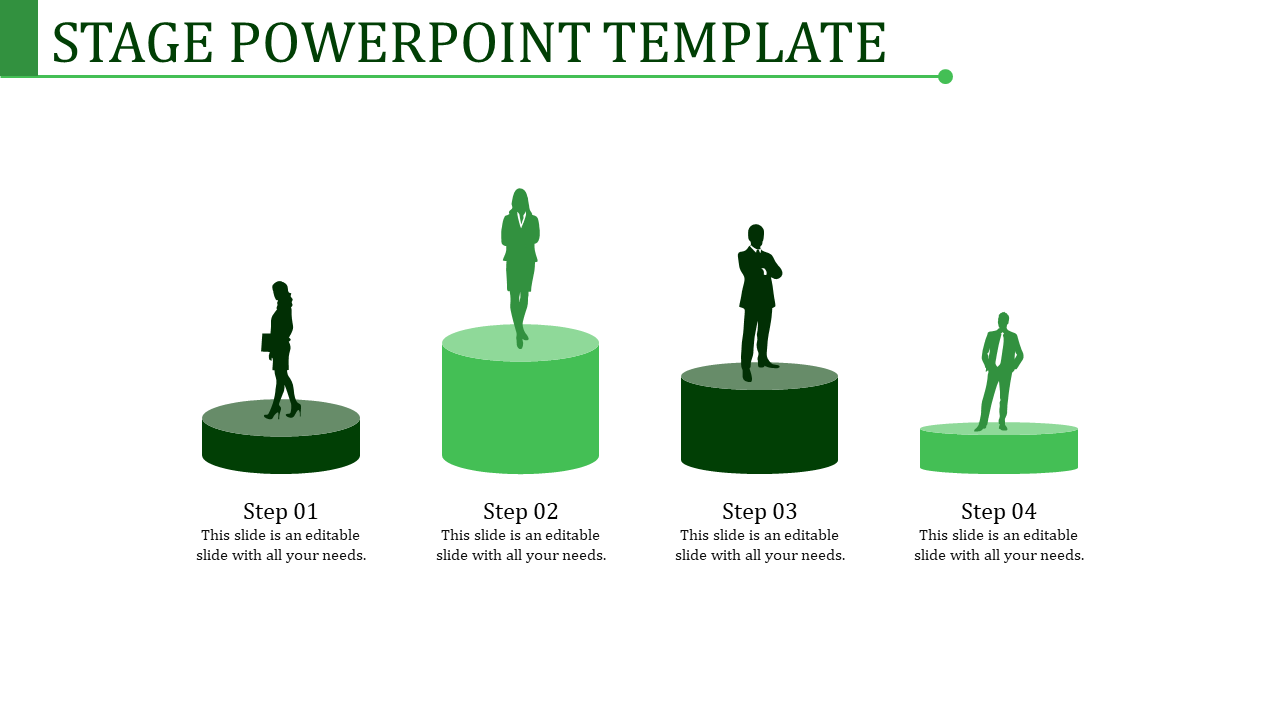 Stunning Stage PowerPoint Template In Green Colors